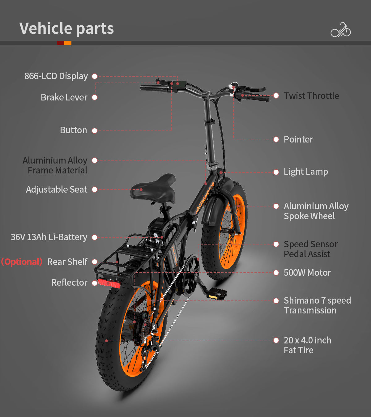 36V 500W Foldable Fat Tire E-Bike