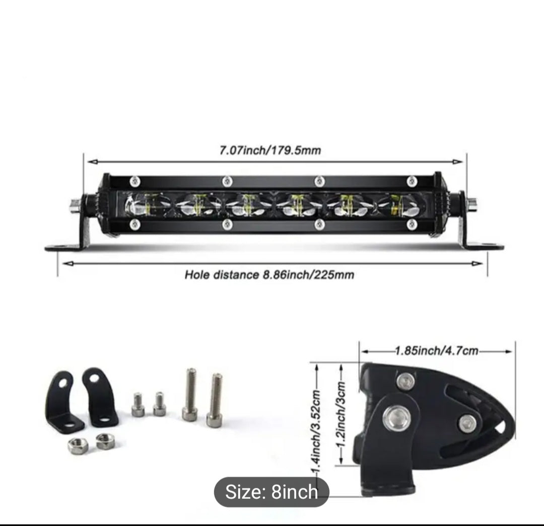 8in light bar with mounting hooks